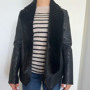 Kooples Black Faux Fur Leather Jacket